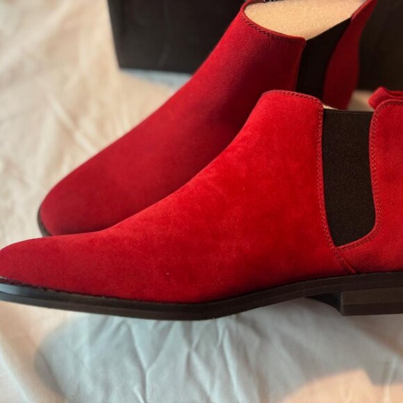 Mens Harrison Myles Chelsea Suede Slip-On Boots Red Sz 10  Style B-1852  NIB - Picture 2 of 4